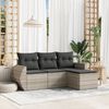 vidaXL Salon de jardin 4 pcs avec coussins gris clair r&eacute;sine tress&eacute;e