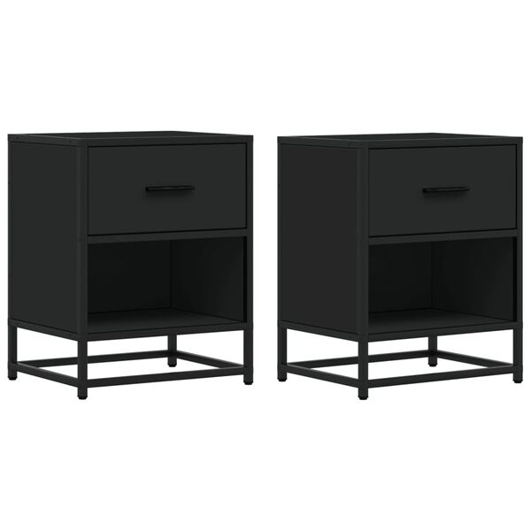 vidaXL Tables de chevet 2 pcs noir 40x31x50 cm bois d'ing&eacute;nierie