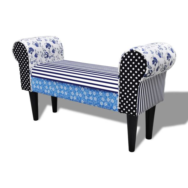 vidaXL Banc Design avec patchwork Bleu et blanc