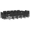 vidaXL Ensemble &agrave; manger de jardin 15 pcs coussins noir r&eacute;sine tress&eacute;e