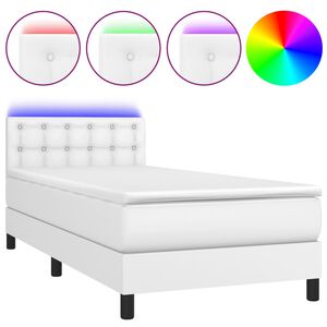 vidaXL Sommier &agrave; lattes de lit avec matelas et LED Blanc 100x200 cm
