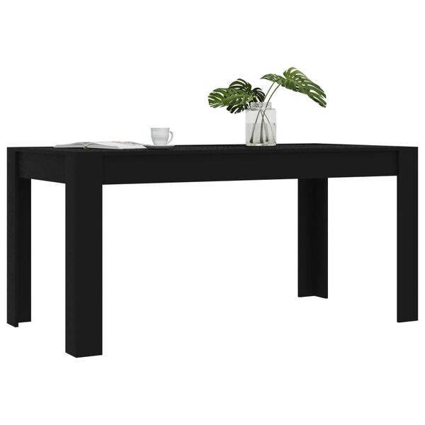vidaXL Table de salle &agrave; manger Noir 160 x 80 x 76 cm Agglom&eacute;r&eacute;