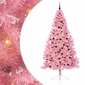 vidaXL Sapin de No&euml;l artificiel pr&eacute;-&eacute;clair&eacute; Rose 240 cm PVC