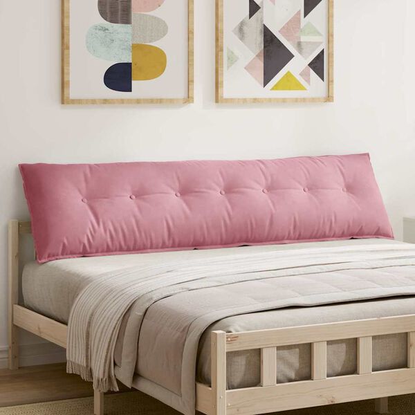 vidaXL Coussin de Dos Rose 200 x 50 cm Tissu en velours c&ocirc;tel&eacute;