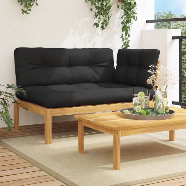 vidaXL Canap&eacute; d'angle palette de jardin et coussins bois acacia massif