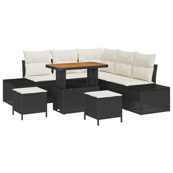 vidaXL Ensemble de canap&eacute; de jardin avec coussin 8 pcs Noir Poly rotin