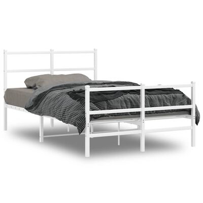 vidaXL Cadre de lit métal sans matelas et pied de lit blanc 120x190 cm