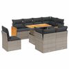 vidaXL Salon de jardin 9 pcs avec coussins gris r&eacute;sine tress&eacute;e