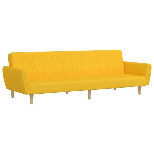 vidaXL Canap&eacute;-lit &agrave; 2 places avec repose-pied Jaune Tissu