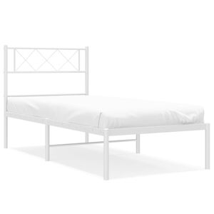 vidaXL Cadre de lit m&eacute;tal sans matelas avec t&ecirc;te de lit blanc 80x200cm