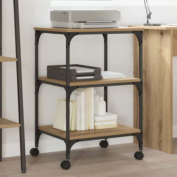 vidaXL Support d'imprimante Ch&ecirc;ne artisanal 50 x 41 x 75 cm