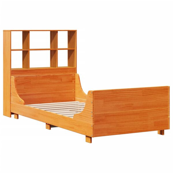 vidaXL Lit biblioth&egrave;que sans matelas cire marron 100x200cm bois massif