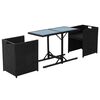 vidaXL Ensemble de bistro 3 pcs avec coussins résine tressée noir