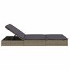 vidaXL Chaise longue &agrave; 2 places avec coussins gris r&eacute;sine tress&eacute;e