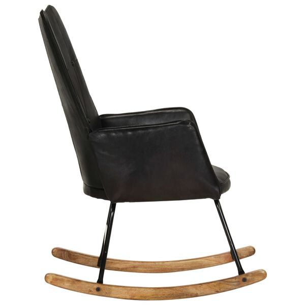 vidaXL Chaise &agrave; bascule Noir Cuir v&eacute;ritable