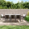 vidaXL Ensemble &agrave; manger de jardin 9 pcs coussins r&eacute;sine tress&eacute;e acier
