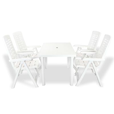 vidaXL Mobilier à manger d'extérieur 5 pcs Plastique Blanc