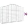 vidaXL Paniers &agrave; gabions arqu&eacute;s 12 pcs 200x30x120/140 cm Fer galvanis&eacute;