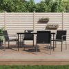 vidaXL Ensemble &agrave; manger de jardin 5 pcs coussins r&eacute;sine tress&eacute;e acier