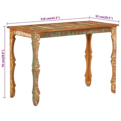 vidaXL Table à manger 110x52x76 cm bois massif de récupération