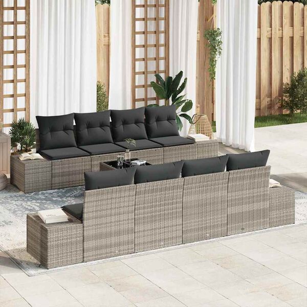 vidaXL Ensemble de canap&eacute; de jardin 8 pcs Gris clair et gris fonc&eacute;