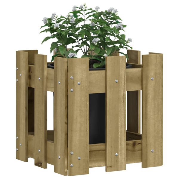 vidaXL Jardini&egrave;re avec design de cl&ocirc;ture 30x30x30 cm pin impr&eacute;gn&eacute;