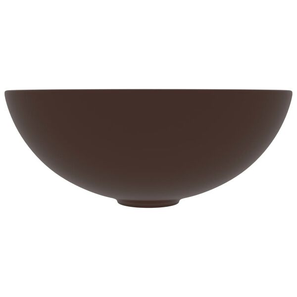 vidaXL Lavabo de salle de bain C&eacute;ramique Marron Rond
