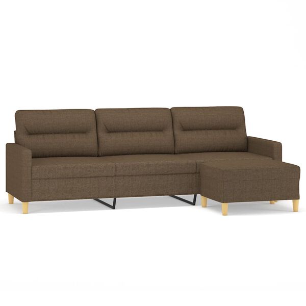 vidaXL Canap&eacute; &agrave; 3 places avec repose-pieds Marron 210 cm Tissu