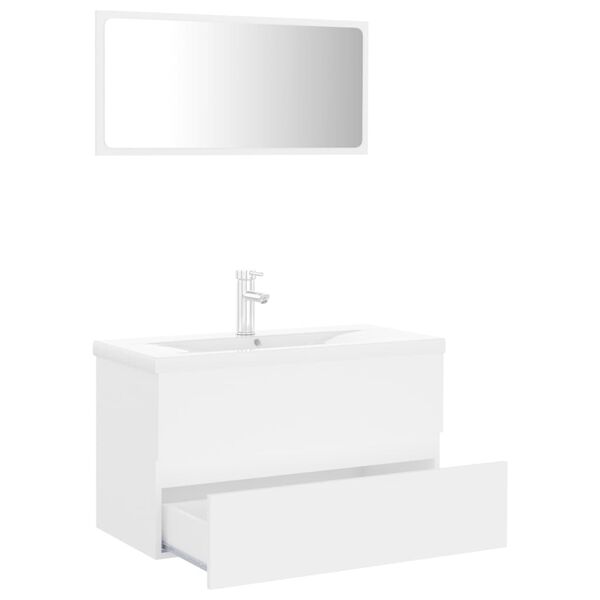 vidaXL Meubles de salle de bain blanc bois d'ing&eacute;nierie
