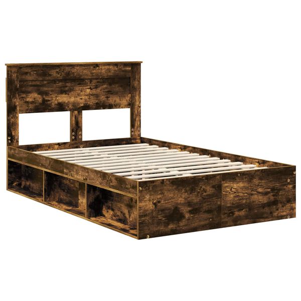 vidaXL Cadre de lit Ch&ecirc;ne fum&eacute; 120 x 190 cm Bois de pin massif