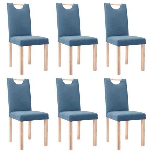 vidaXL Chaises &agrave; manger lot de 6 bleu tissu