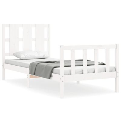 vidaXL Cadre de lit avec tête de lit blanc 90x190 cm bois massif