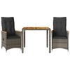 vidaXL Ensemble de bistro 3 pcs avec coussins gris r&eacute;sine tress&eacute;e