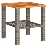 vidaXL Table de jardin gris 40x40x42 cm résine tressée et bois acacia