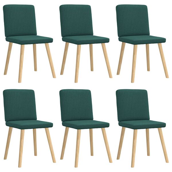 vidaXL Chaises &agrave; manger lot de 6 vert fonc&eacute; tissu