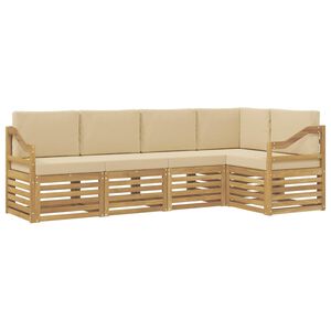 vidaXL Ensemble de canap&eacute;s d'ext&eacute;rieur 5 pc Blanc et Beige Polyester