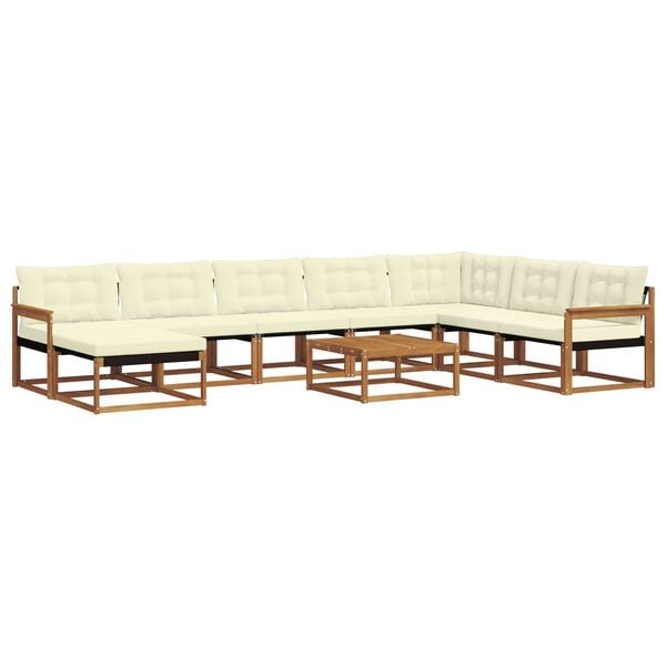 vidaXL Ensemble de canap&eacute;s d'ext&eacute;rieur 9 pcs Naturel et Cr&egrave;me