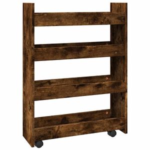 vidaXL Chariot de rangement &eacute;troit 4 niveaux ch&ecirc;ne fum&eacute;