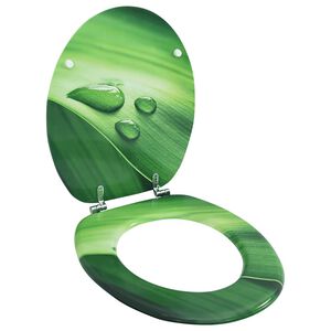 vidaXL Si&egrave;ge de toilette avec couvercle MDF Vert Gouttes d'eau