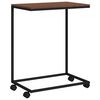 vidaXL Table d'appoint avec roues noir 55x35x70 cm bois d'ing&eacute;nierie
