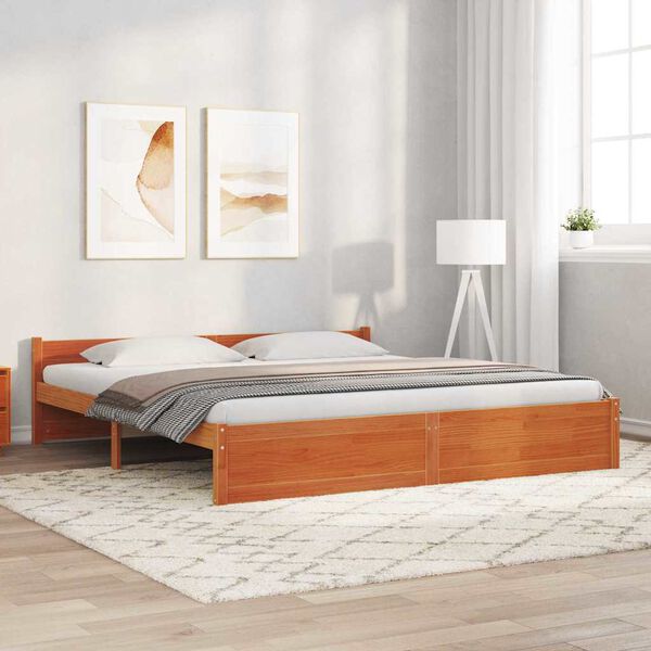 vidaXL Cadre de lit Brun cire 205.5 x 95.5 x 51 cm Pin massif