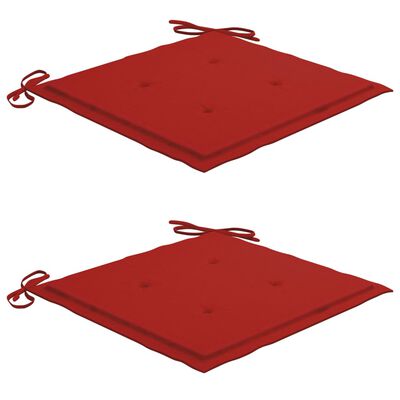 vidaXL Chaises de jardin 2 pcs avec coussins rouge Bois de teck massif