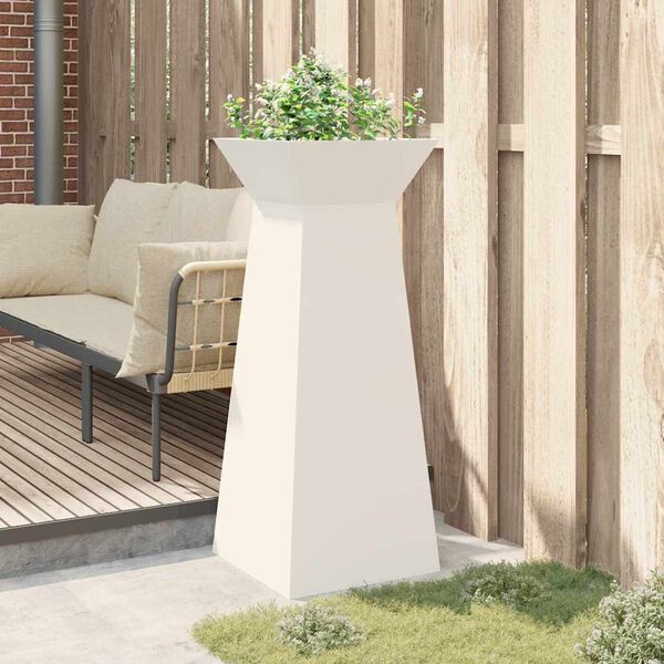vidaXL Jardini&egrave;re &agrave; pilier Blanc 40 x 40 x 100 cm
