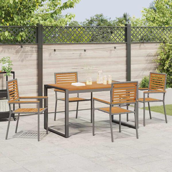 vidaXL Ensemble de salle &agrave; manger pour jardin 5 pcs Gris et marron