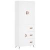 vidaXL Buffet haut Blanc 69,5x34x180 cm Bois d'ing&eacute;nierie