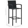 vidaXL Ensemble de bar de jardin 3 pcs R&eacute;sine tress&eacute;e Noir