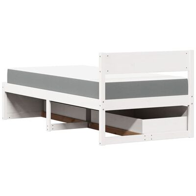 vidaXL Lit avec tiroirs et matelas blanc 90x190 cm bois massif de pin