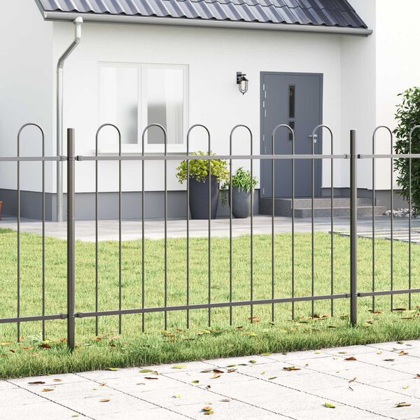 vidaXL Cl&ocirc;ture de jardin Gris 1,7 x 0,8 m Acier rev&ecirc;tu de poudre