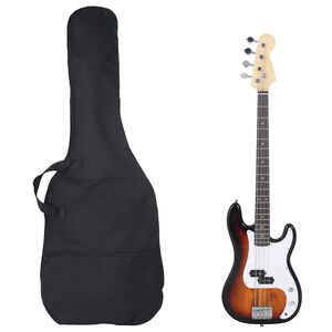 vidaXL Guitare basse &eacute;lectrique de d&eacute;butants sac brun et blanc 4/4 46"