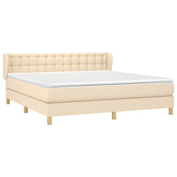 vidaXL Sommier &agrave; lattes de lit avec matelas Cr&egrave;me 180x200 cm Tissu